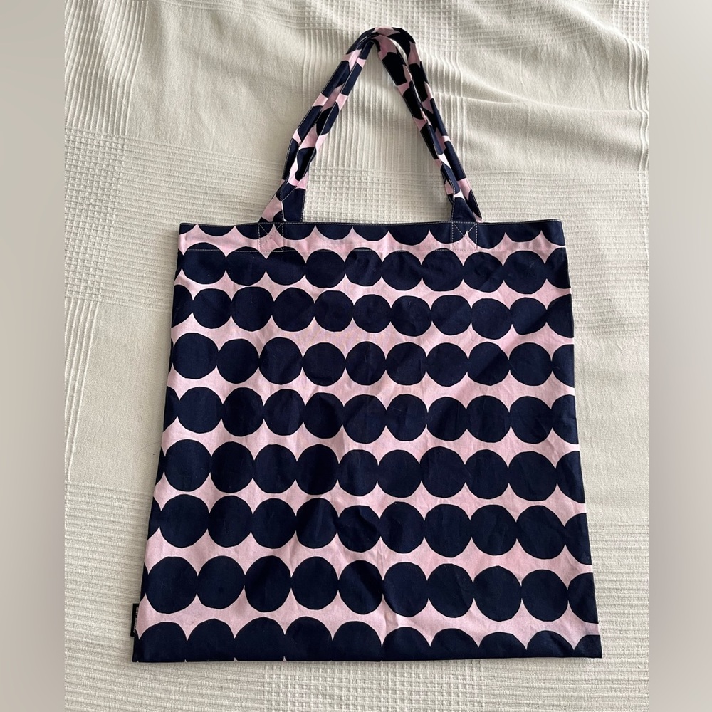 Marimekko classic cotton tote Navy/Pink Räsymatto